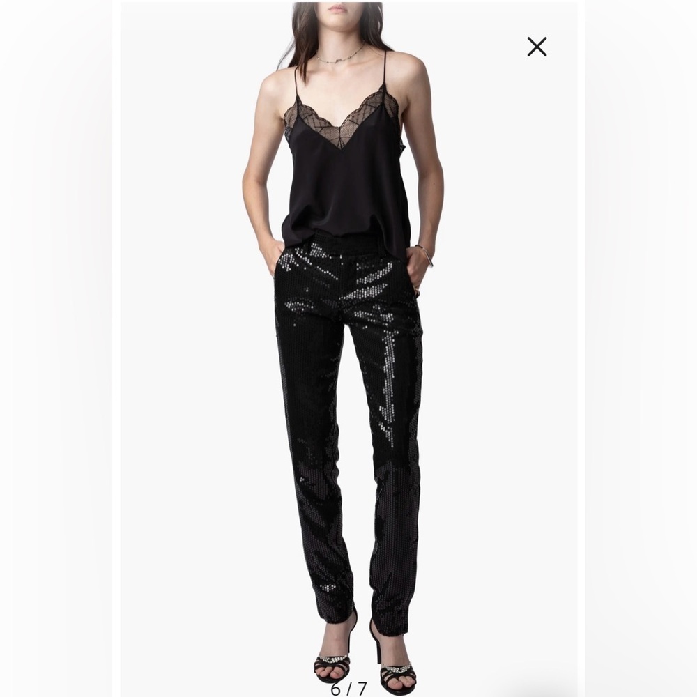Zadig & Voltaire Fashion Show Prune Sequin Trousers Black Size 38/ M/US 6